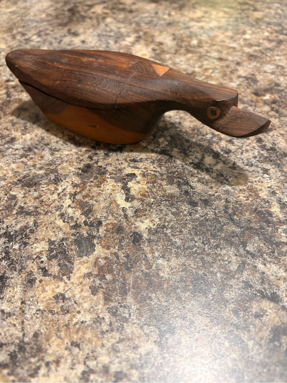 Hand-Carved Wooden Duck Figurine - Two-Tone Brown